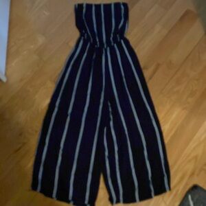 Elegant Navy and White Striped Jumpsuit
